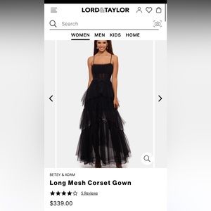 Betsy & Adam Size 8 Tulle Black Gown